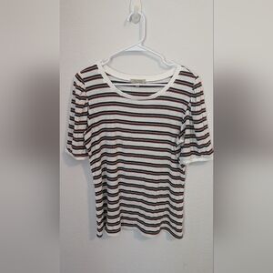 Polagram Earthtone Ribbed Striped Top